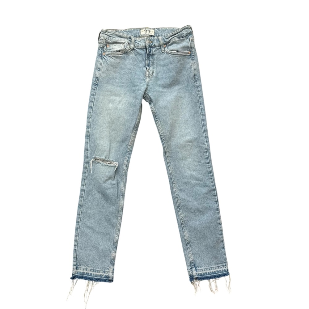 We The Free Jeans Womens 27 Light Wash Blue Denim Pants Mid Rise Skinny Distress